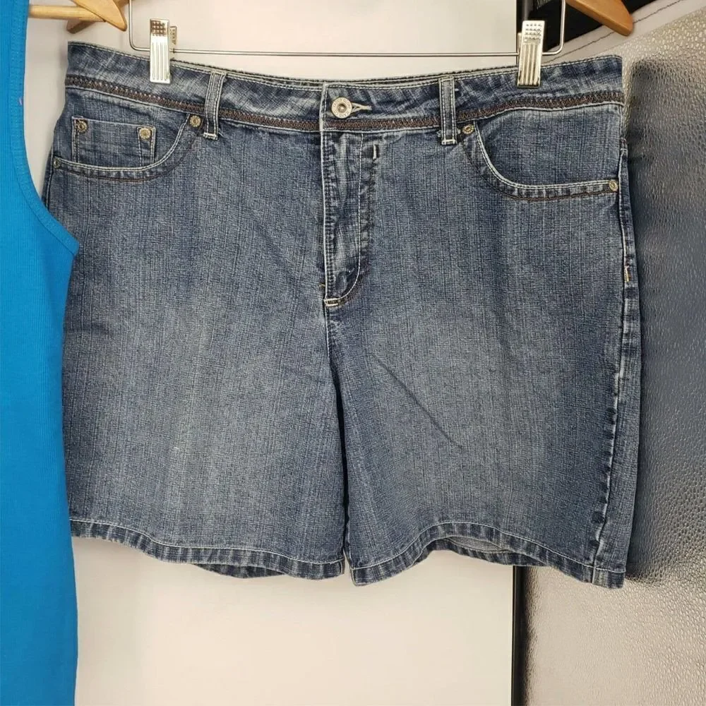 Lot of 3 Faded Glory Jean Shorts & Tank Tops 14 Lg